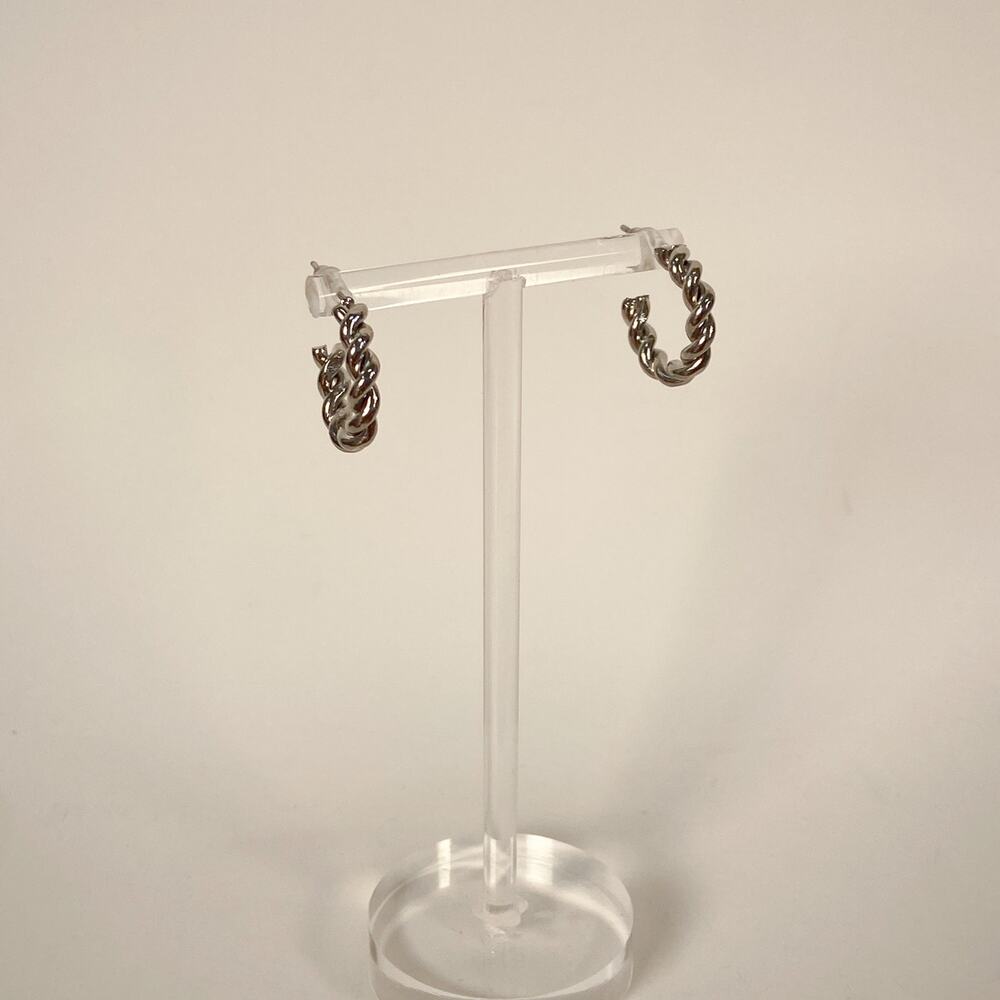Vintage Silver Twist Small Hoops